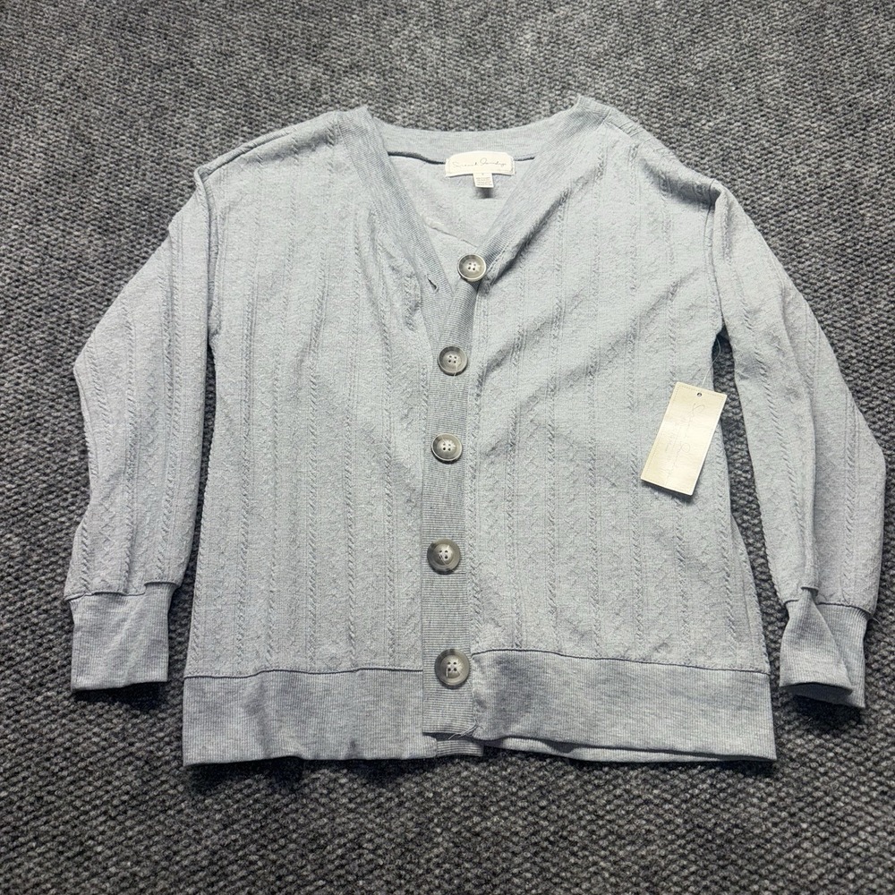 NWT French Laundry Womens Gray Big Button Front Cardigan Sweater Size Small NEW